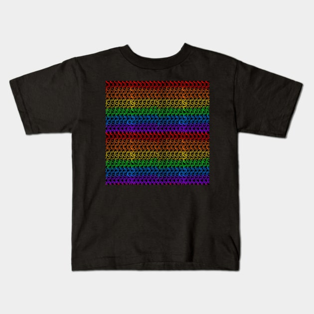 Pride Flag Rainbow Chainmail Print Kids T-Shirt by JamieWetzel